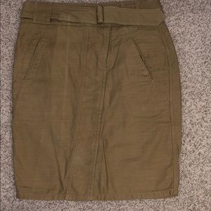 Khaki mid length LOFT skirt